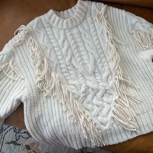 Fringe cableknit sweater